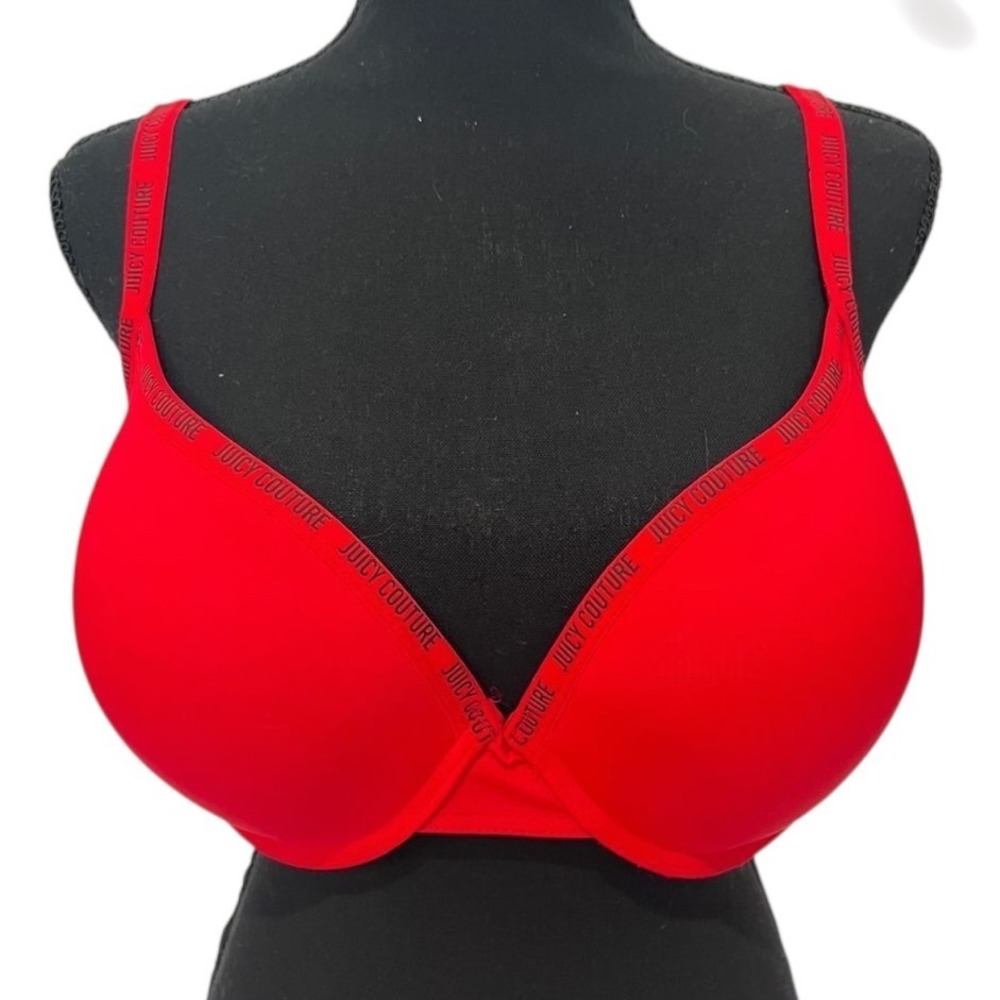 Juicy Couture Red T-Shirt Bra Full Coverage Logo Straps 38DD